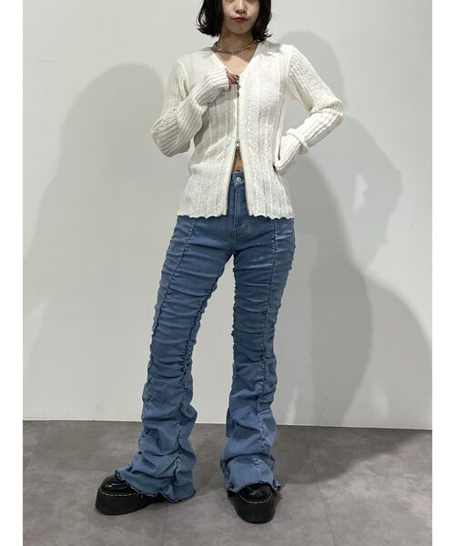 jouetie（ジュエティ）の「VネックダブルZIPカーデ（カーディガン/ボレロ・レディース・ブラック/オフホワイト/レッド・MEDIUM）」の14枚目の写真