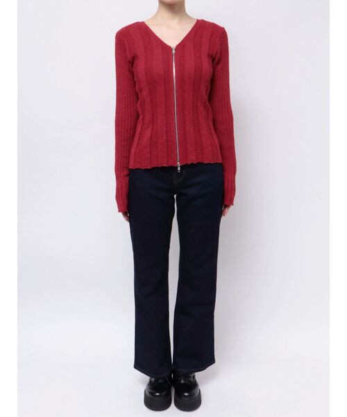 ジュリエットエジュスティーヌ レース ベロア カーディガン ボルドー