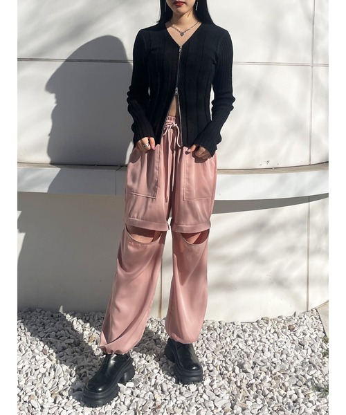 jouetie（ジュエティ）の「VネックダブルZIPカーデ（カーディガン/ボレロ・レディース・ブラック/オフホワイト/レッド・MEDIUM）」の21枚目の写真