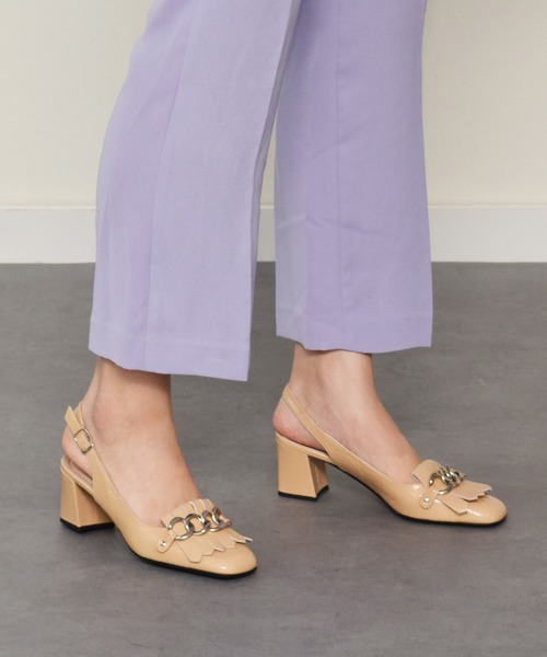 【INTER-CHAUSSURES】チェーンキルトバックバンドパンプス(I41300)