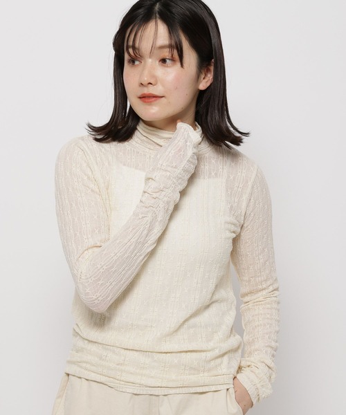 niko and...（ニコアンド）の「レースハイネックプルオーバー（Tシャツ/カットソー・レディース・チャコール/オフホワイト/ライトグリーン・FREE）」の6枚目の写真