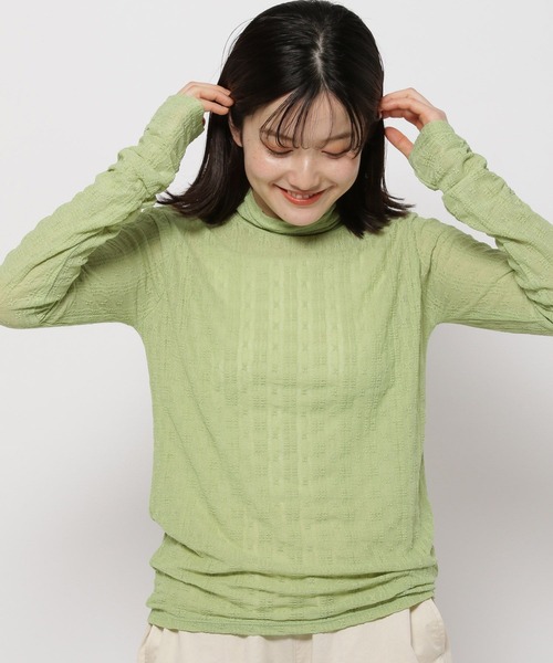 niko and...（ニコアンド）の「レースハイネックプルオーバー（Tシャツ/カットソー・レディース・チャコール/オフホワイト/ライトグリーン・FREE）」の10枚目の写真