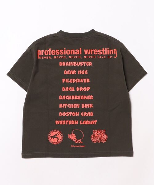 CONVEX(コンベックス)の「ヴィンテージ加工/ レスリング/WIDE-T(Tシャツ/カットソー・キッズ・チャコールグレー/カーキ/ネイビー・120cm/130cm/140cm/150cm/160cm)」の4枚目の写真