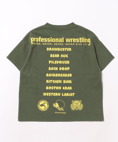CONVEX(コンベックス)の「ヴィンテージ加工/ レスリング/WIDE-T(Tシャツ/カットソー・キッズ・チャコールグレー/カーキ/ネイビー・120cm/130cm/140cm/150cm/160cm)」の5枚目の写真
