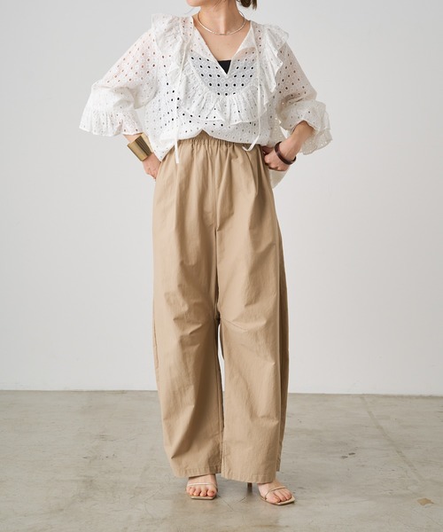 Omekashi（オメカシ）の「エンブロイダリーフリルブラウス（シャツ/ブラウス・レディース・オフホワイト/ブラック・FREE）」の9枚目の写真