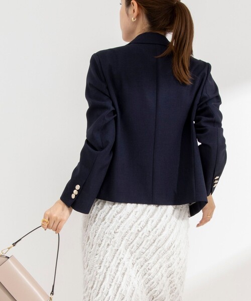 NOLLEY’S Sophi（ノーリーズソフィ）の「ウォッシャブルシャンブレーショートジャケット（テーラードジャケット・レディース・ネイビー/ベージュ・36/38）」の7枚目の写真