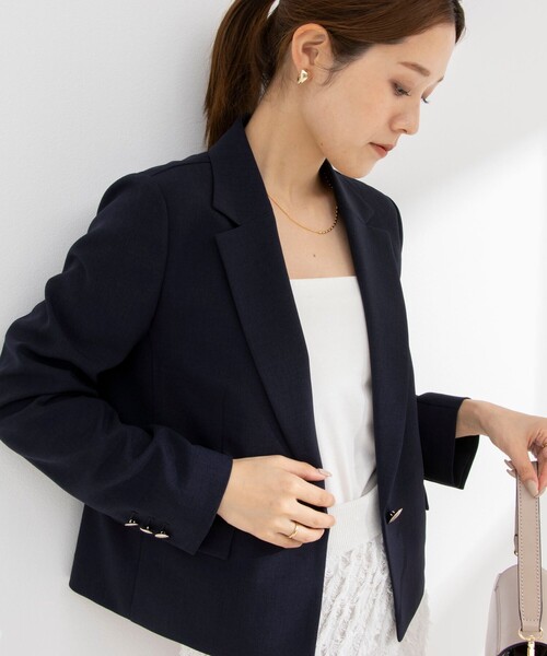 NOLLEY’S Sophi（ノーリーズソフィ）の「ウォッシャブルシャンブレーショートジャケット（テーラードジャケット・レディース・ネイビー/ベージュ・36/38）」の10枚目の写真