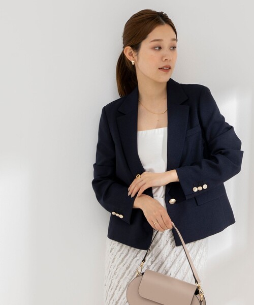 美品✨23SSNOLLEY'Sウォッシャブルドライシャンブレーショートジャケット NOLLEY'S Sophi（ノーリーズソフィ）の「ウォッシャブルドライ