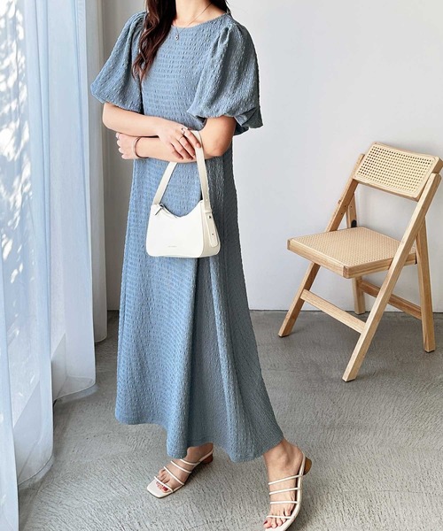 ★お値下げしました★J.PRESSレディス　ボリューム袖　ワンピース セール】夏にぴったり。ボリューム袖ジャガードロングワンピース