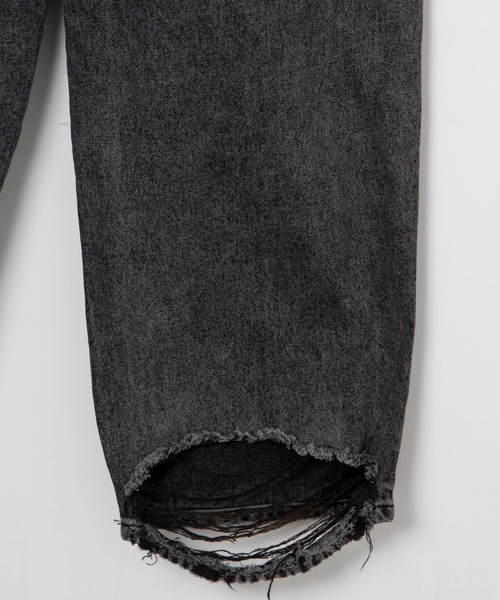 【セール】裾ダメージワイドデニムパンツ（デニムパンツ）｜Figments（フィグメンツ）