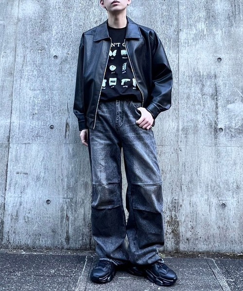 【セール】裾ダメージワイドデニムパンツ（デニムパンツ）｜Figments（フィグメンツ）