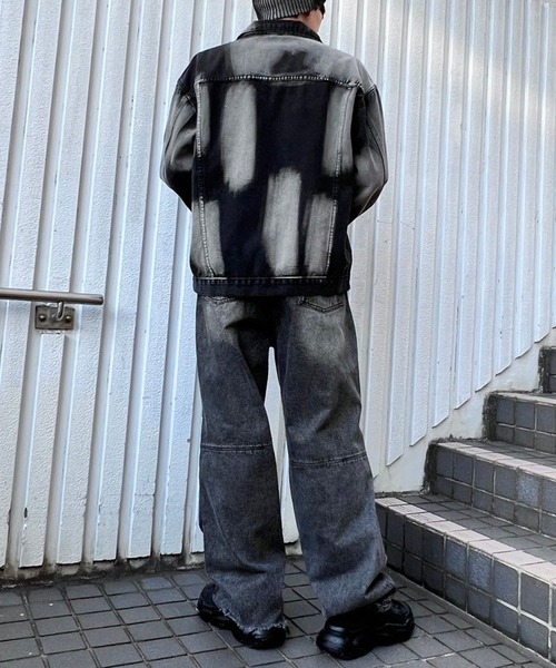 【セール】裾ダメージワイドデニムパンツ（デニムパンツ）｜Figments（フィグメンツ）