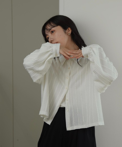 lawgy（ラウジー）の「wave line soft touch tops / ウェーブラインソフトタッチトップス（Tシャツ/カットソー・レディース・アイボリー/ホワイト・FREE）」の2枚目の写真