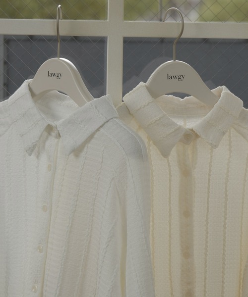 lawgy（ラウジー）の「wave line soft touch tops / ウェーブラインソフトタッチトップス（Tシャツ/カットソー・レディース・アイボリー/ホワイト・FREE）」の5枚目の写真