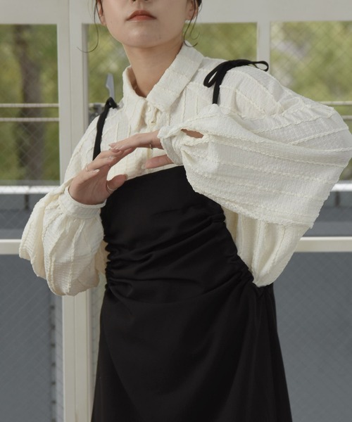 lawgy（ラウジー）の「wave line soft touch tops / ウェーブラインソフトタッチトップス（Tシャツ/カットソー・レディース・アイボリー/ホワイト・FREE）」の9枚目の写真