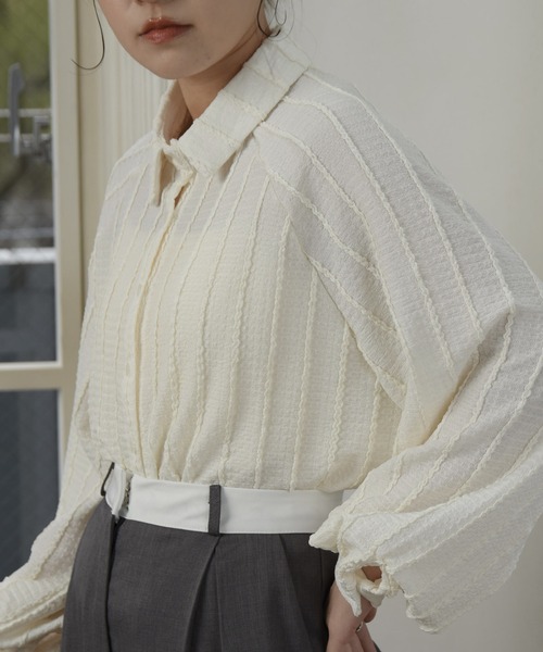 lawgy（ラウジー）の「wave line soft touch tops / ウェーブラインソフトタッチトップス（Tシャツ/カットソー・レディース・アイボリー/ホワイト・FREE）」の10枚目の写真