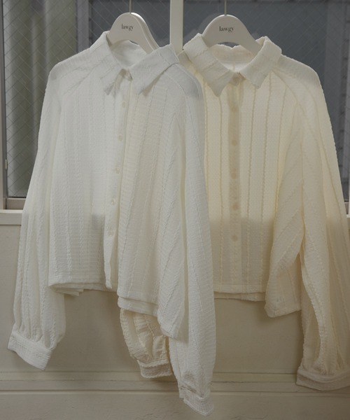 lawgy（ラウジー）の「wave line soft touch tops / ウェーブラインソフトタッチトップス（Tシャツ/カットソー・レディース・アイボリー/ホワイト・FREE）」の3枚目の写真