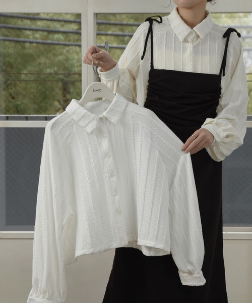 lawgy（ラウジー）の「wave line soft touch tops / ウェーブラインソフトタッチトップス（Tシャツ/カットソー・レディース・アイボリー/ホワイト・FREE）」の6枚目の写真