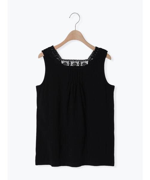 Samansa Mos2（サマンサ モスモス）の「パーツレース前後2WAYノースリーブ（Tシャツ/カットソー・レディース・ブラック/キナリ/オフホワイト・F）」の10枚目の写真