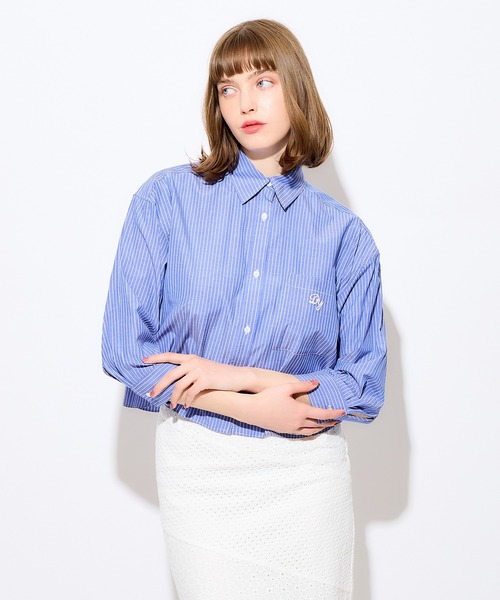 DEICY（デイシー）の「ストライプショートシャツ（シャツ/ブラウス・レディース・ライトベージュ/ブルー/ピンク・FREE）」の12枚目の写真