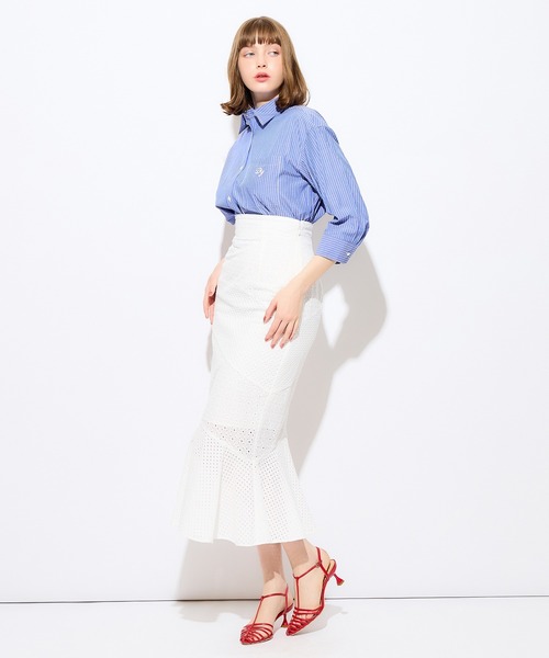 DEICY（デイシー）の「ストライプショートシャツ（シャツ/ブラウス・レディース・ライトベージュ/ブルー/ピンク・FREE）」の9枚目の写真