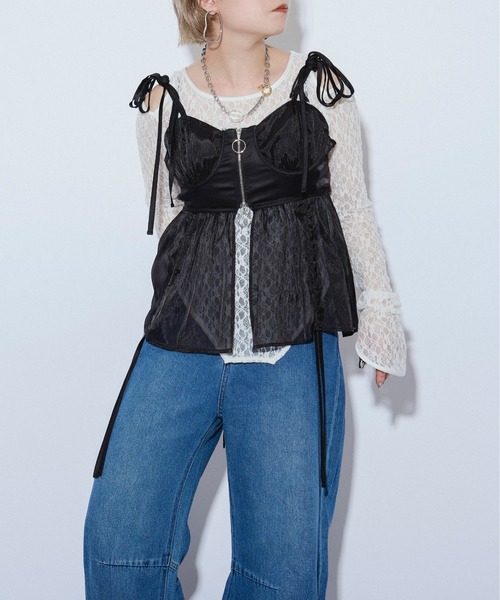 Ezick ANNONIM（エジックアノニム）の「Double ring シアービスチェ（キャミソール・レディース・ブラック/イエロー/パープル・FREE）」の20枚目の写真