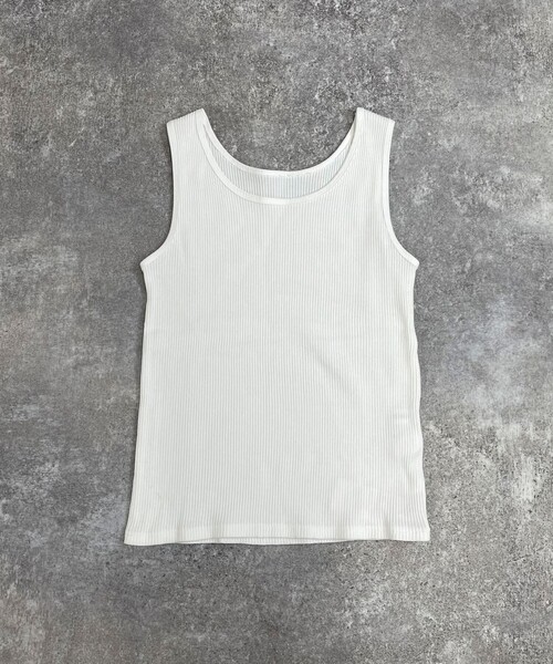 fredy emue（フレディエミュ）の「ニットライクテレコタンクトップ（Tシャツ/カットソー・レディース・アイボリー/オフホワイト/チャコールグレー/ブラウン・38）」の2枚目の写真