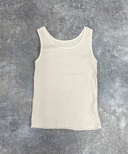 fredy emue（フレディエミュ）の「ニットライクテレコタンクトップ（Tシャツ/カットソー・レディース・アイボリー/オフホワイト/チャコールグレー/ブラウン・38）」の3枚目の写真