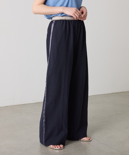 COLLAGE GALLARDAGALANTE(コラージュガリャルダガランテ)の「ゴムベルトリネンパンツ(スラックス・レディース・ベージュ/ネイビー/マスタード・FREE)」の2枚目の写真
