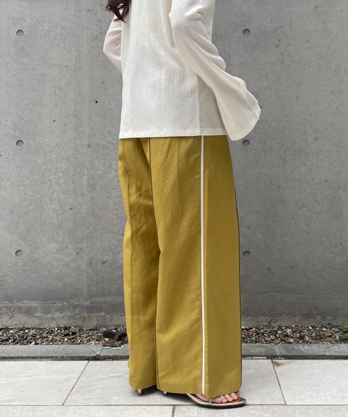 COLLAGE GALLARDAGALANTE(コラージュガリャルダガランテ)の「ゴムベルトリネンパンツ(スラックス・レディース・ベージュ/ネイビー/マスタード・FREE)」の3枚目の写真