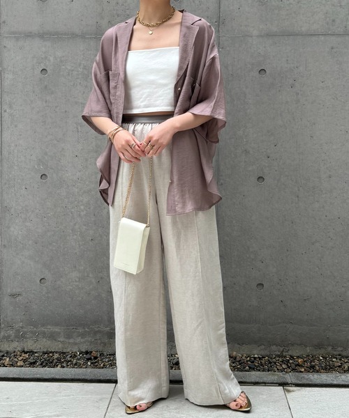 COLLAGE GALLARDAGALANTE(コラージュガリャルダガランテ)の「ゴムベルトリネンパンツ(スラックス・レディース・ベージュ/ネイビー/マスタード・FREE)」の11枚目の写真