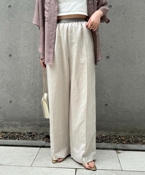 COLLAGE GALLARDAGALANTE(コラージュガリャルダガランテ)の「ゴムベルトリネンパンツ(スラックス・レディース・ベージュ/ネイビー/マスタード・FREE)」の12枚目の写真