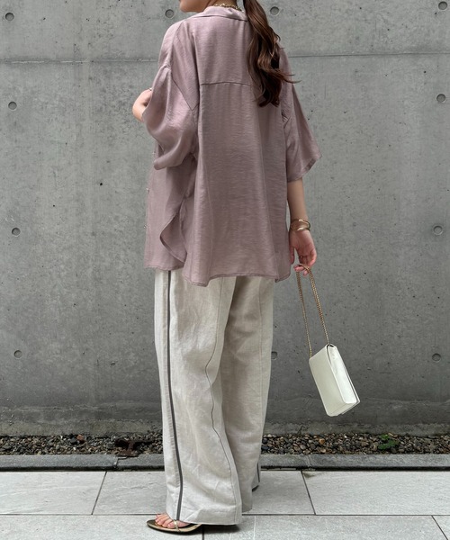 COLLAGE GALLARDAGALANTE(コラージュガリャルダガランテ)の「ゴムベルトリネンパンツ(スラックス・レディース・ベージュ/ネイビー/マスタード・FREE)」の15枚目の写真