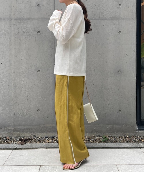 COLLAGE GALLARDAGALANTE(コラージュガリャルダガランテ)の「ゴムベルトリネンパンツ(スラックス・レディース・ベージュ/ネイビー/マスタード・FREE)」の18枚目の写真