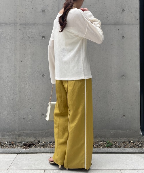 COLLAGE GALLARDAGALANTE(コラージュガリャルダガランテ)の「ゴムベルトリネンパンツ(スラックス・レディース・ベージュ/ネイビー/マスタード・FREE)」の20枚目の写真