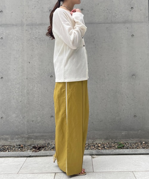 COLLAGE GALLARDAGALANTE(コラージュガリャルダガランテ)の「ゴムベルトリネンパンツ(スラックス・レディース・ベージュ/ネイビー/マスタード・FREE)」の21枚目の写真
