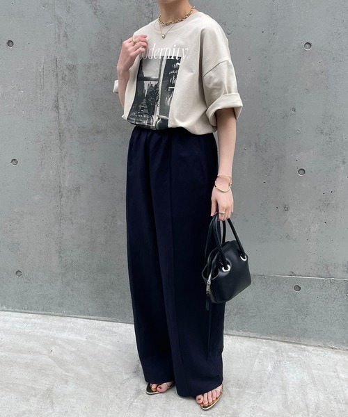 COLLAGE GALLARDAGALANTE(コラージュガリャルダガランテ)の「ゴムベルトリネンパンツ(スラックス・レディース・ベージュ/ネイビー/マスタード・FREE)」の7枚目の写真