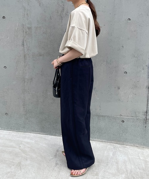 COLLAGE GALLARDAGALANTE(コラージュガリャルダガランテ)の「ゴムベルトリネンパンツ(スラックス・レディース・ベージュ/ネイビー/マスタード・FREE)」の8枚目の写真