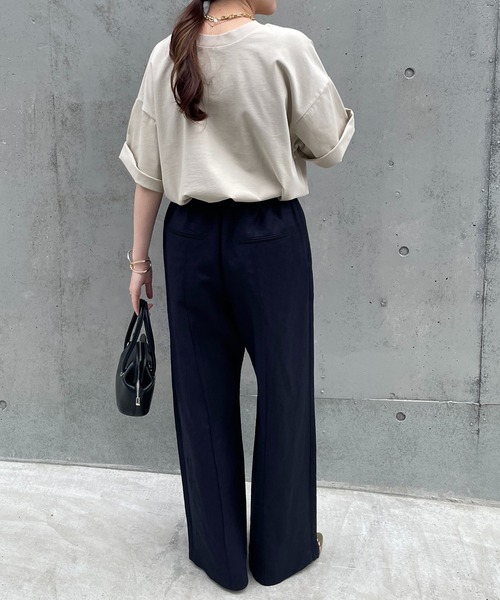 COLLAGE GALLARDAGALANTE(コラージュガリャルダガランテ)の「ゴムベルトリネンパンツ(スラックス・レディース・ベージュ/ネイビー/マスタード・FREE)」の9枚目の写真