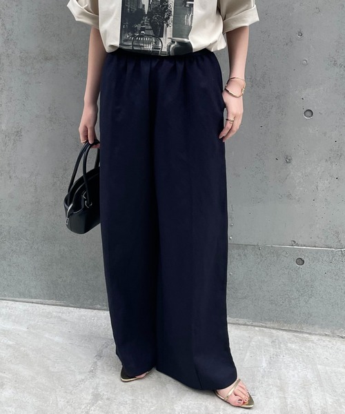 COLLAGE GALLARDAGALANTE(コラージュガリャルダガランテ)の「ゴムベルトリネンパンツ(スラックス・レディース・ベージュ/ネイビー/マスタード・FREE)」の5枚目の写真