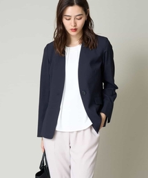 a.v.v（アーヴェヴェ）の「【洗える/UVカット/接触冷感】オックスストレッチノーカラージャケット【Reflax】（ノーカラージャケット・レディース）」