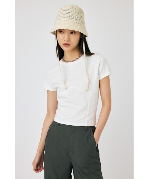 MOUSSY(マウジー)の「PIGMENT SWITCHING LOGO Tシャツ(Tシャツ/カットソー・レディース・ライトブラック/ホワイト/ライトピンク・FREE)」の2枚目の写真