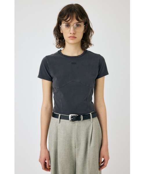 MOUSSY(マウジー)の「PIGMENT SWITCHING LOGO Tシャツ(Tシャツ/カットソー・レディース・ライトブラック/ホワイト/ライトピンク・FREE)」の9枚目の写真