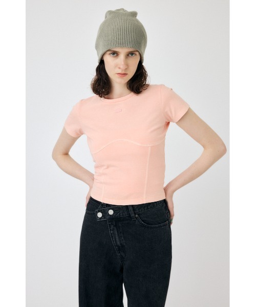 MOUSSY(マウジー)の「PIGMENT SWITCHING LOGO Tシャツ(Tシャツ/カットソー・レディース・ライトブラック/ホワイト/ライトピンク・FREE)」の11枚目の写真