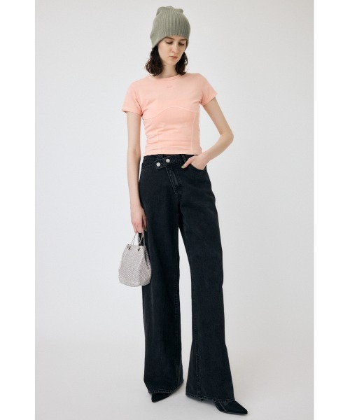 MOUSSY(マウジー)の「PIGMENT SWITCHING LOGO Tシャツ(Tシャツ/カットソー・レディース・ライトブラック/ホワイト/ライトピンク・FREE)」の12枚目の写真