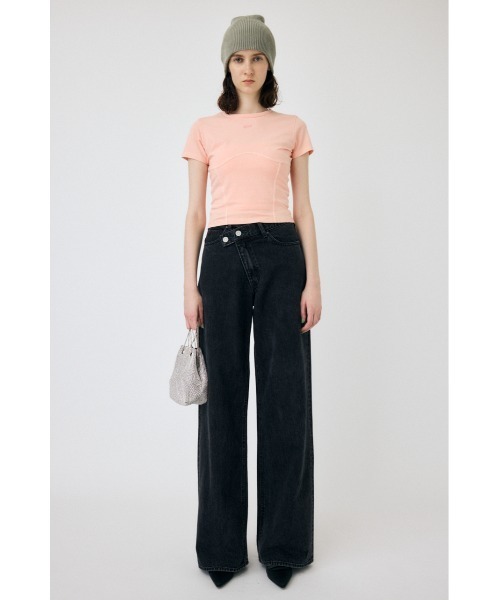 MOUSSY(マウジー)の「PIGMENT SWITCHING LOGO Tシャツ(Tシャツ/カットソー・レディース・ライトブラック/ホワイト/ライトピンク・FREE)」の14枚目の写真