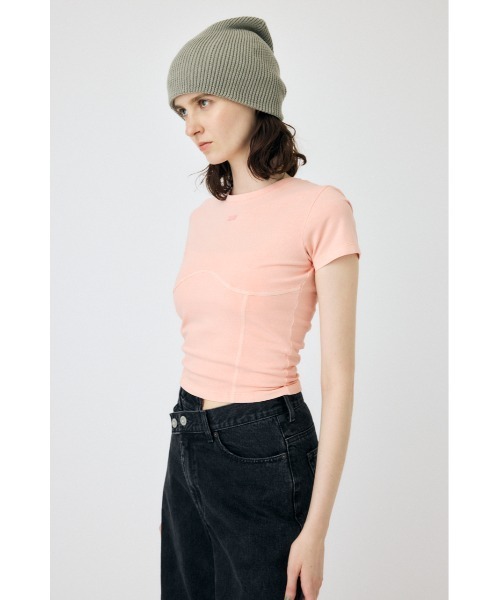 MOUSSY(マウジー)の「PIGMENT SWITCHING LOGO Tシャツ(Tシャツ/カットソー・レディース・ライトブラック/ホワイト/ライトピンク・FREE)」の15枚目の写真