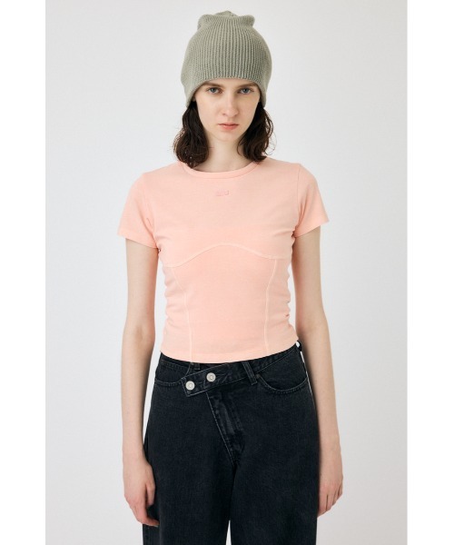 MOUSSY(マウジー)の「PIGMENT SWITCHING LOGO Tシャツ(Tシャツ/カットソー・レディース・ライトブラック/ホワイト/ライトピンク・FREE)」の16枚目の写真