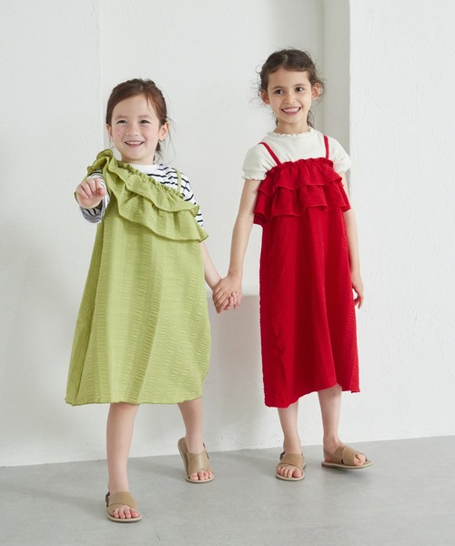 pairmanon（ペアマノン）の「マルチウェイ フリルワンピース（ワンピース・キッズ・レッド/グリーン系その他/ブラック・120/140/110/150/100/130/90）」の8枚目の写真