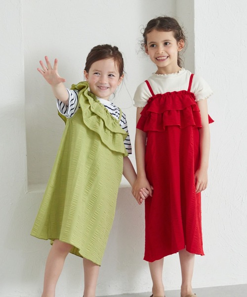 pairmanon（ペアマノン）の「マルチウェイ フリルワンピース（ワンピース・キッズ・レッド/グリーン系その他/ブラック・120/140/110/150/100/130/90）」の12枚目の写真